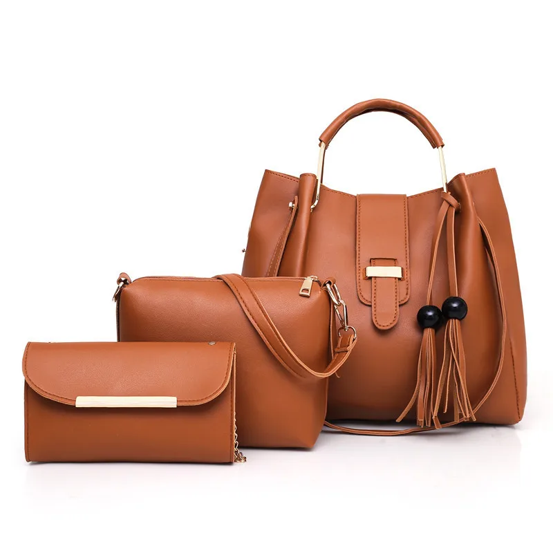 Комплект Bolso 3 шт. большая повседневная женская сумка-тоут кожаный женский брендовый мессенджер на плечо комплект женских