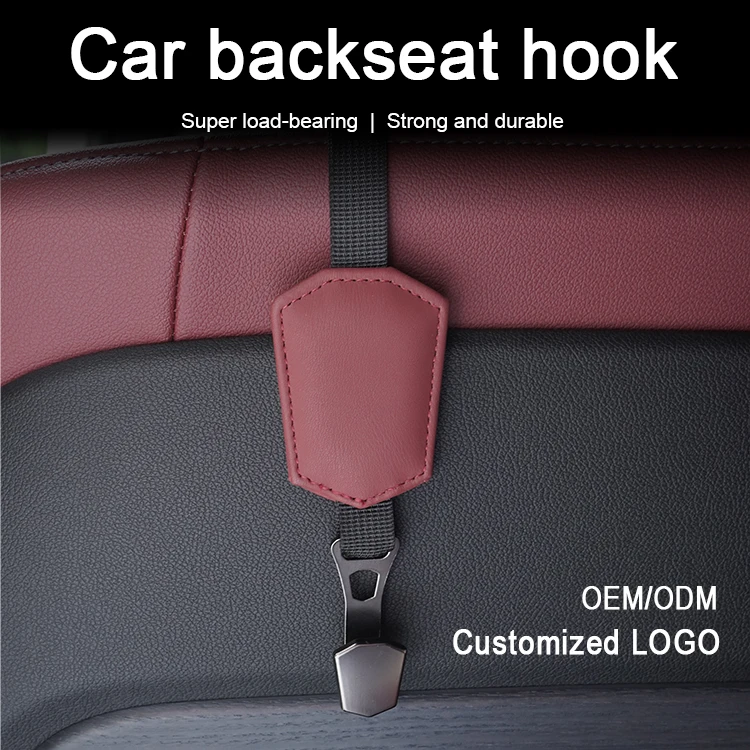 ZY Non-toxic PU Leather Strappy Hook Car Headrest Hook Holder Soft Interior Decoration Auto Seat Hook