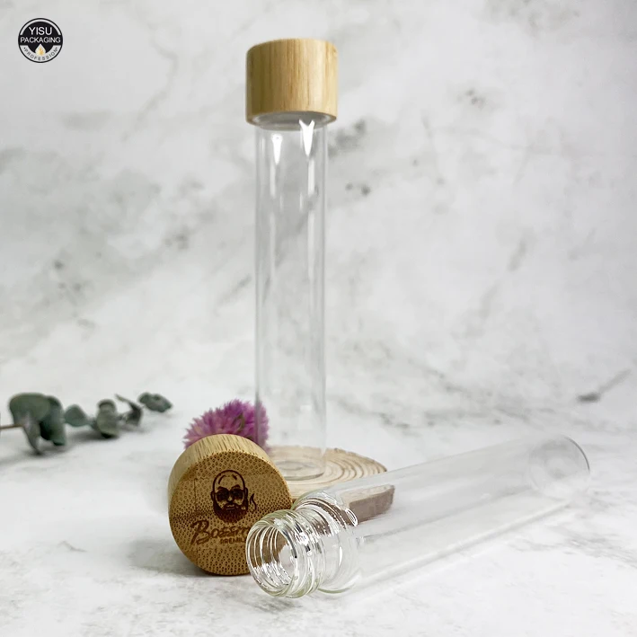 Wholesale custom empty clear glass thin childproof jar cigar tube with screw child resistant cap