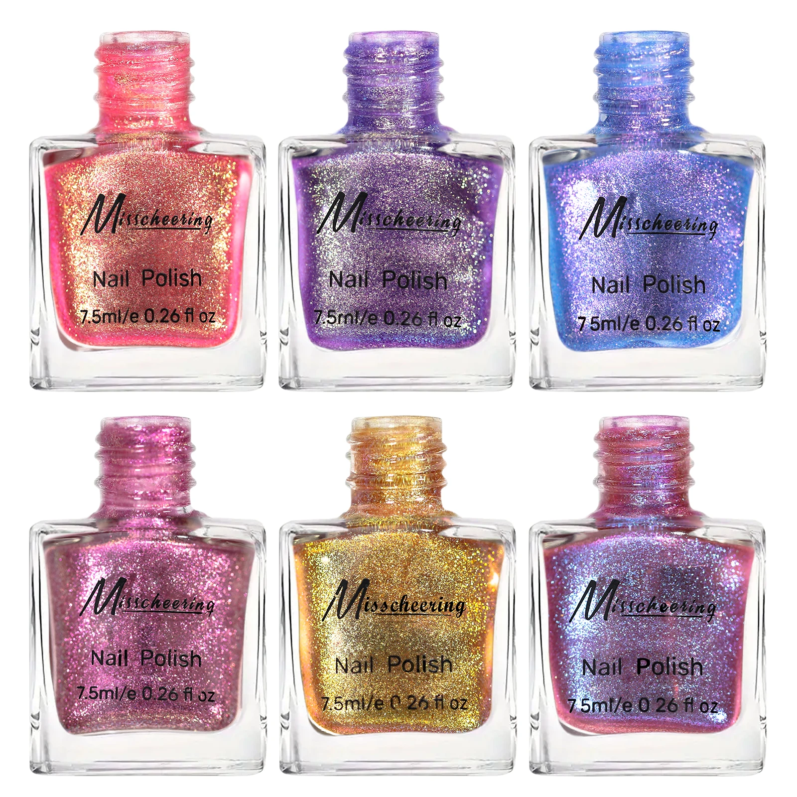 Misscheering 7.5ml Dazzling Nail Art Gel Aurora Chameleon Pink Gold Flakes Varnish Soak Off Semi Permanent UV Glitter Gel Polish