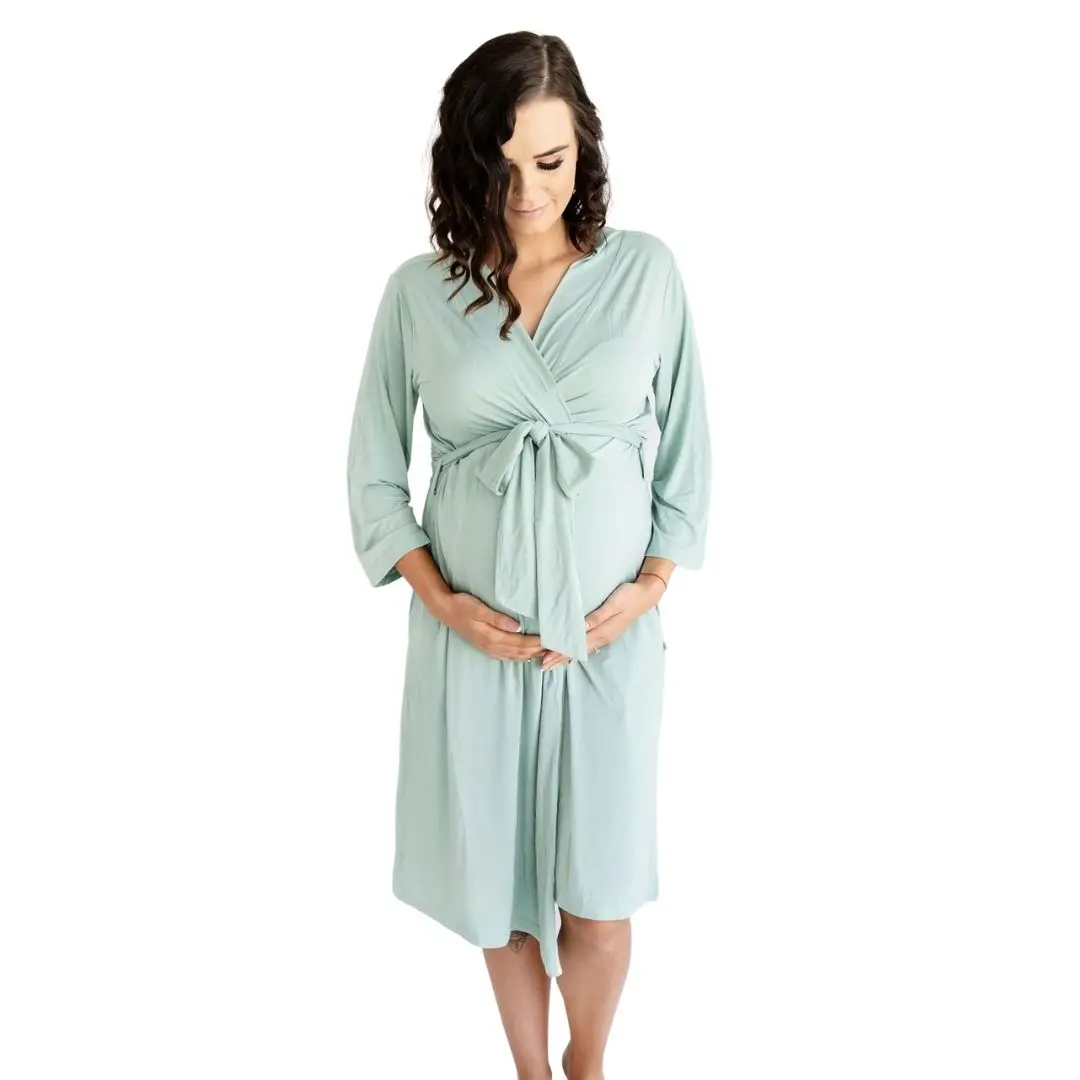 Viscose from Bamboo Labor Delivery Soft Nursing Lounge Wear 95%bamboo 5%spandex Mommy Robe for Maternity
