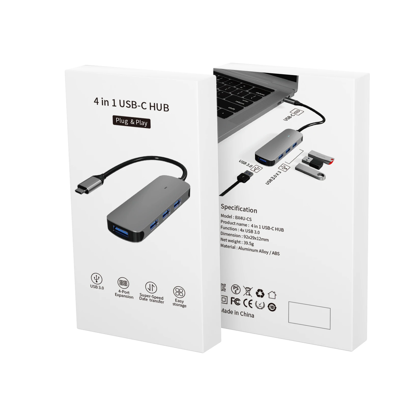 Док-станция с 4 портами usb Type-C на USB3.0 * 4