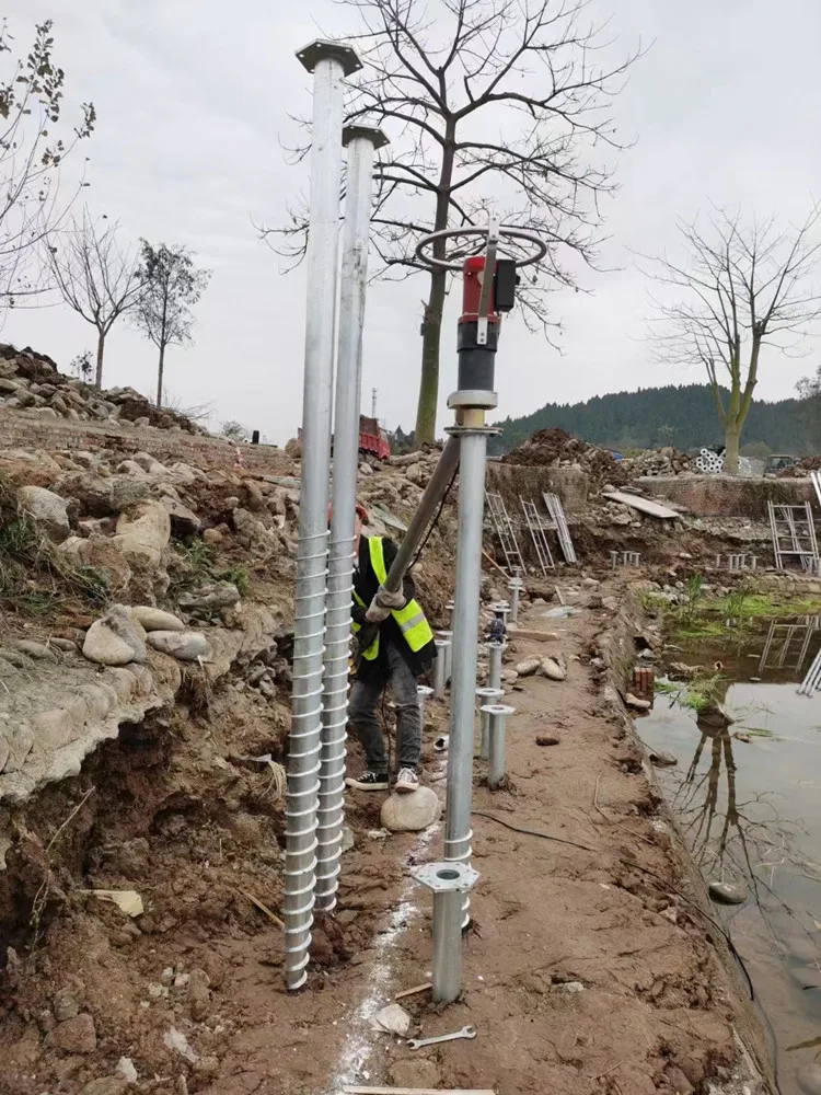 electric pile driver for Ground Screw Installation