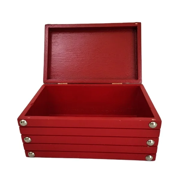 Hot selling wooden box with cover various colors and sizes customizable decorative storage desktop storage box
