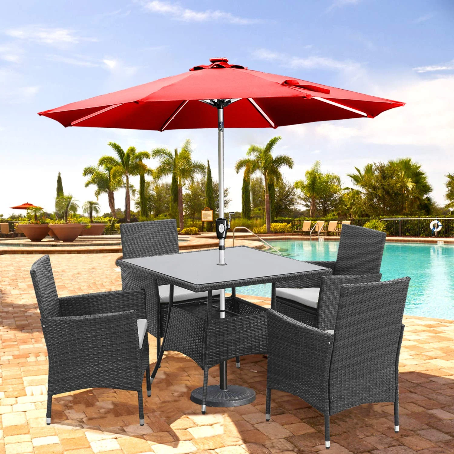 Outdoor Furniture 5 PCS Garden  Patio  Tables And Chairs Wicker Rattan  Coffee table Leisure garden Dinning Table Sets 21.9210