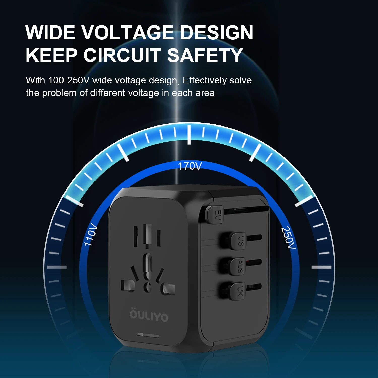 Универсальный дорожный адаптер OULIYO Международная настенная зарядка быстрое зарядное устройство 5A Европейское переменного тока с вилкой по всему миру