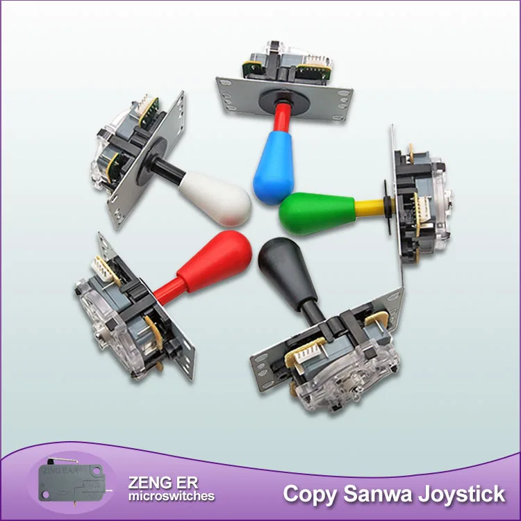 
2 PCS Sanwa High Quality 5Pin 8way Joystick with Multi Color HAPP Ellipse Ball Red Stick Cover for Arcade Game Machine 
