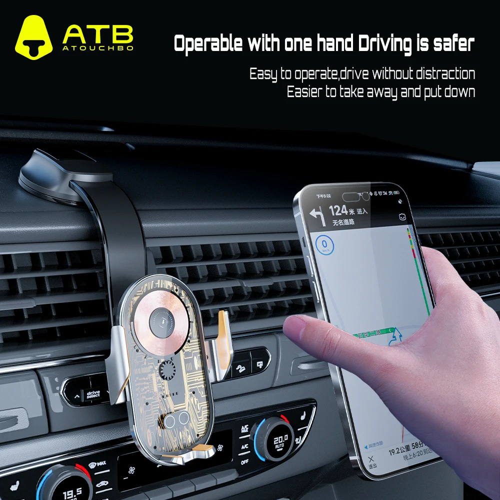 Phone Holder For Car Universal Dashboard Car mobile Phone Holder Magnetic Wireless Charging Phone Holder For iPhone 15 Pro Max