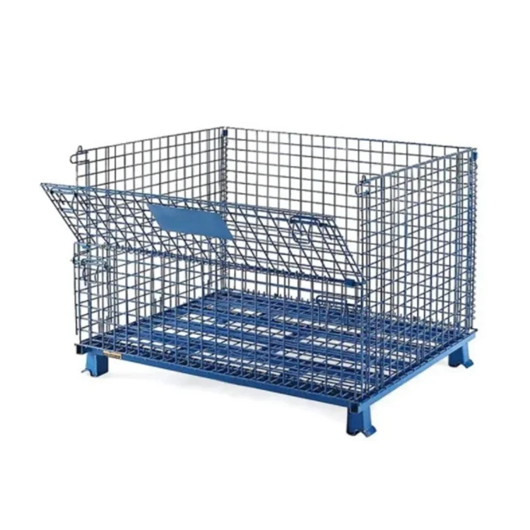 Half-Open Door Heavy Duty Folding Galvanized Steel Stacking Wire Mesh Containers