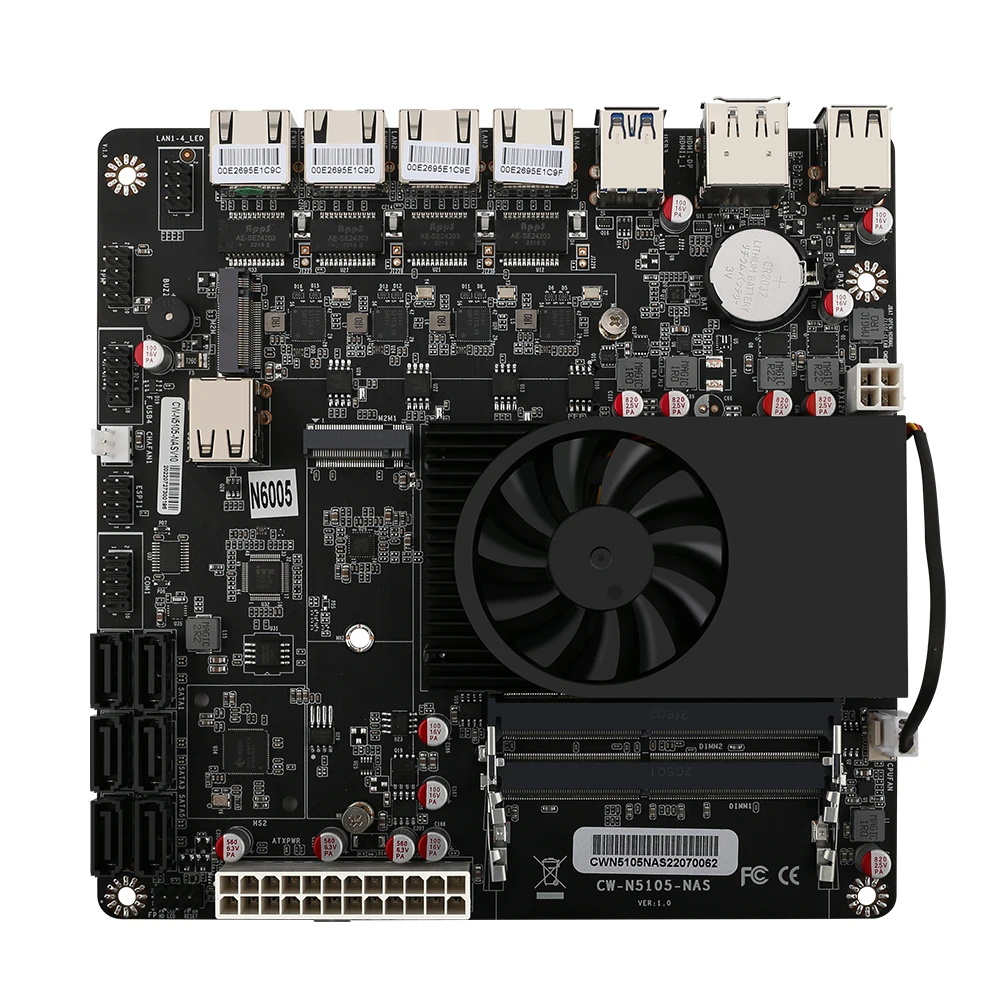 NAS материнская плата Ручка-tium N6005 i226-V 2 5G NIC двойной M.2 NVMe шесть SATA3.0 * DDR4 DP мини ITX 17x17 см мягкая маршрутизации