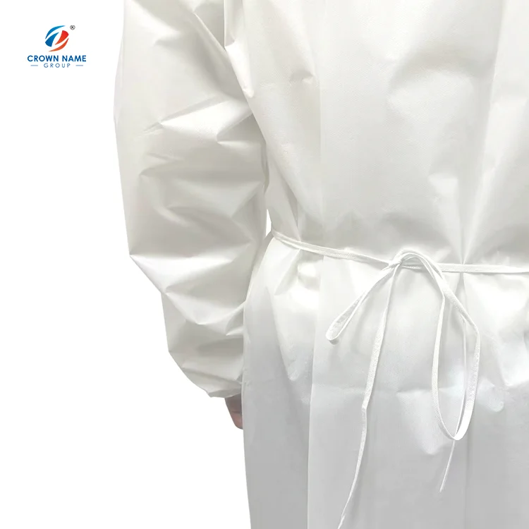 AAMI level 4 PP PE 55g waterproof disposable isolation gown white