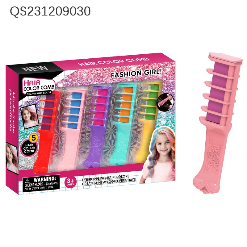 QS New Design Kids Fashion Make-Up Toys 3 Style Children Gift Girl Easy Operation 6 Colors Temporary Hair Chalk Coloring Toys