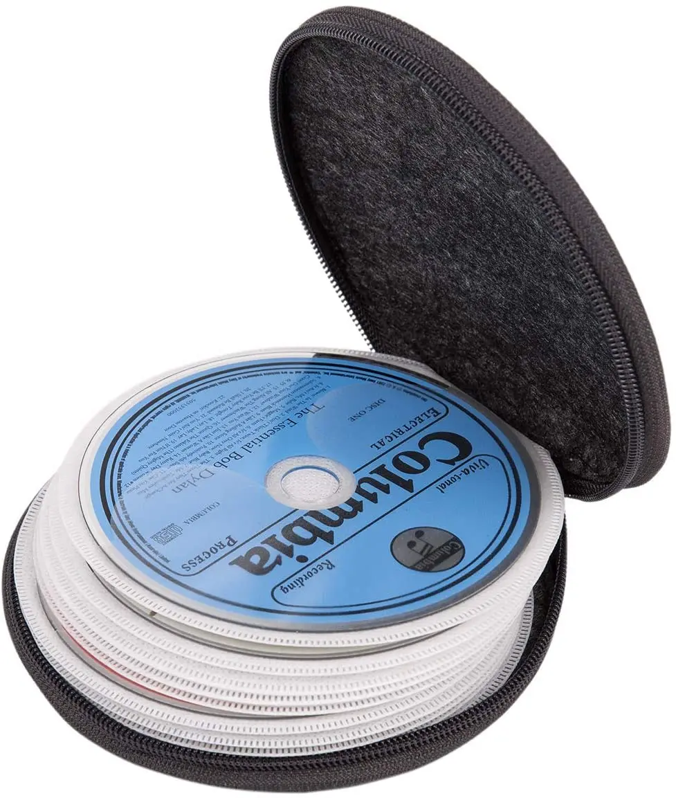 dark grey Round Felt Capacity CD Case DVD Storage Wallet