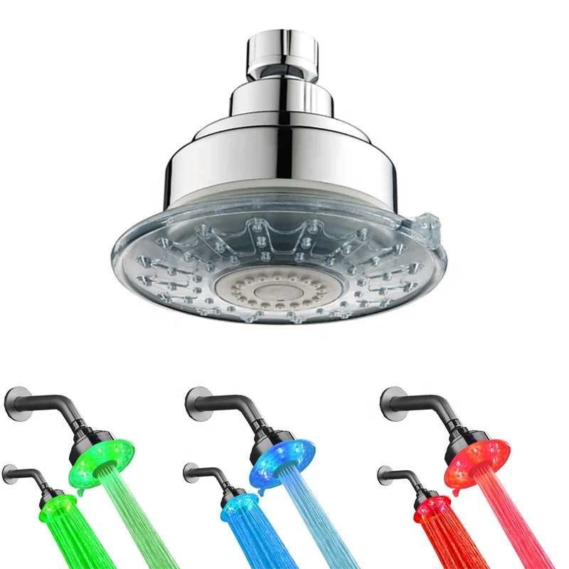Adjustable 2 Water Jets Temperature control 3 colour led Shower Head in rgb