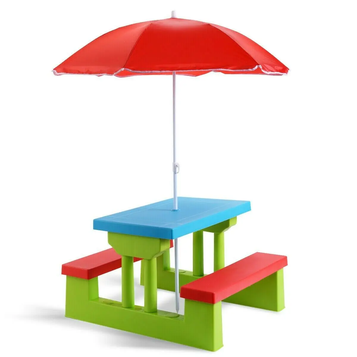 4 Seat Kids Outdoor Folding Picnic Table Garden Yard Folding Children Bench Outdoor with Umbrella