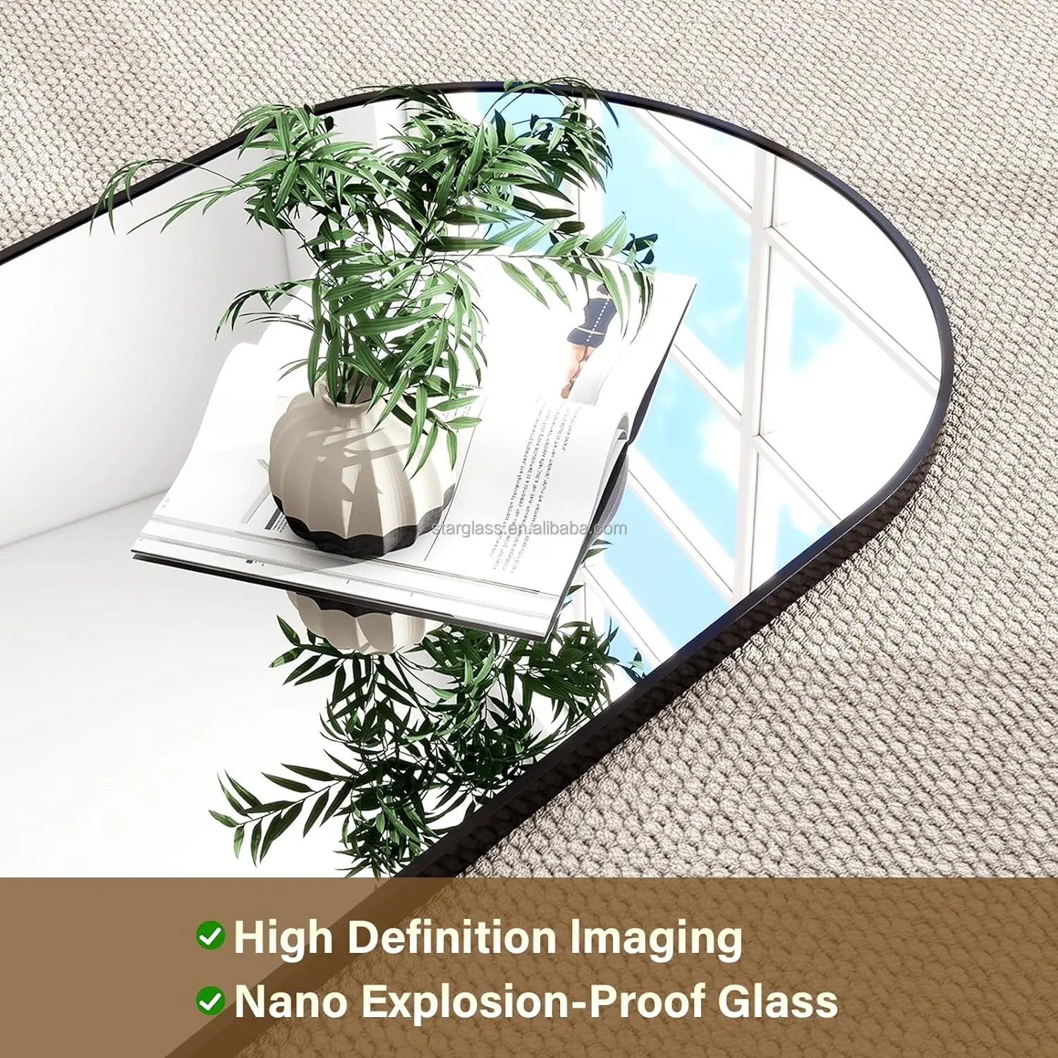 Aluminum frame arched full body floor dressing mirror back panel full length mirrors