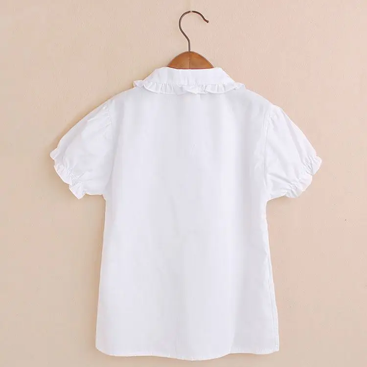 
Factory Direct Selling Summer New Kids Clothing Little Girl Lace Short Sleeve Breathable And Comfortable Clothing White Shirt 