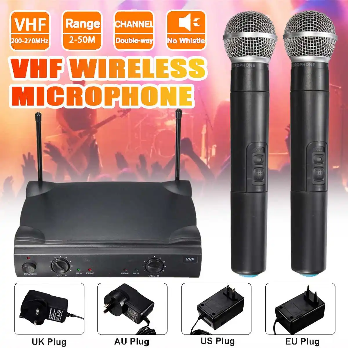 2 портативных UHF частоты динамические капсулы 2 канала беспроводной микрофон для караоке система микрофон