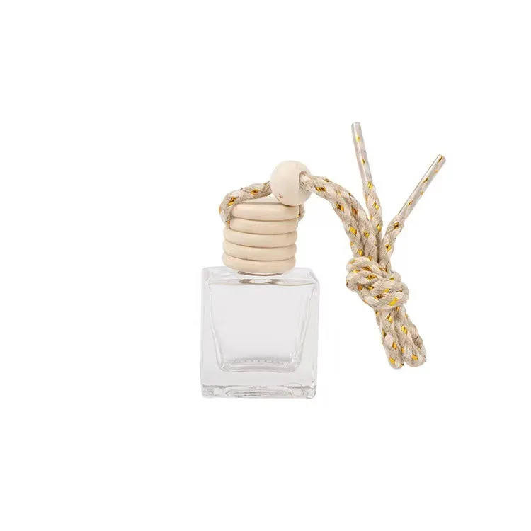 10ml hot sale promotion girl gift refillable car aromatherapy hanging square transparent crimper perfume bottle