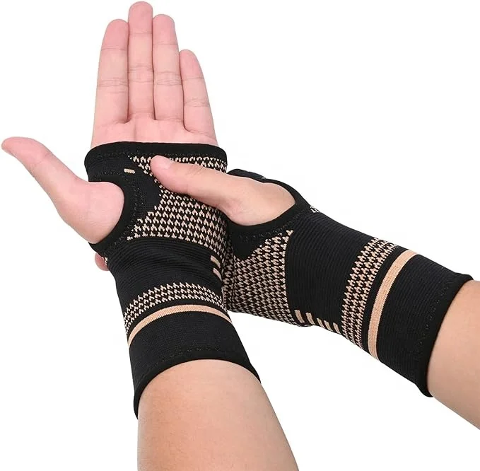Professional Unisex Nylon Copper Wrist Brace for Sprains Copper Wrist Sleeve Wristband