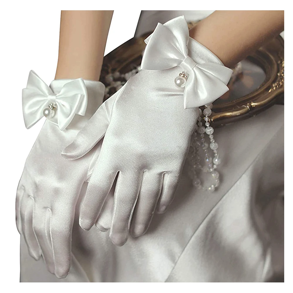 Короткие атласные перчатки для оперы, аксессуары для чайного банкета 1920-х годов, свадебные женские перчатки длиной до запястья для вечеринки