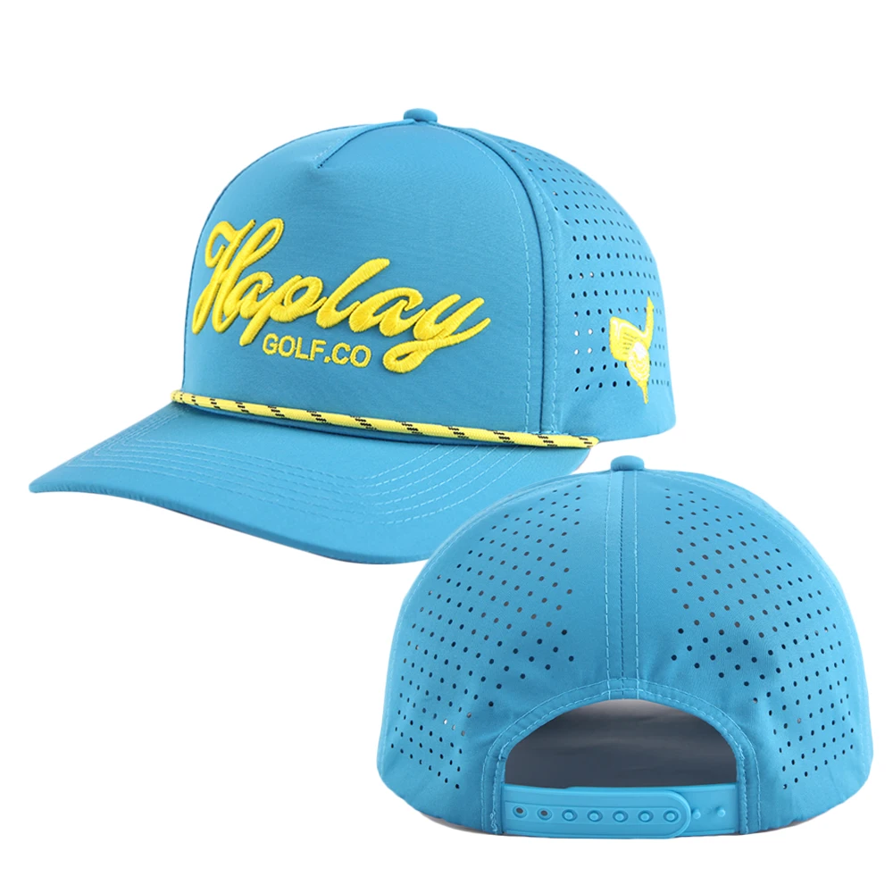 High Quality custom Logo  5 Panel  Laser Cut Hole Perforated Gorras Mens Waterproof sport Baseball Cap hat
