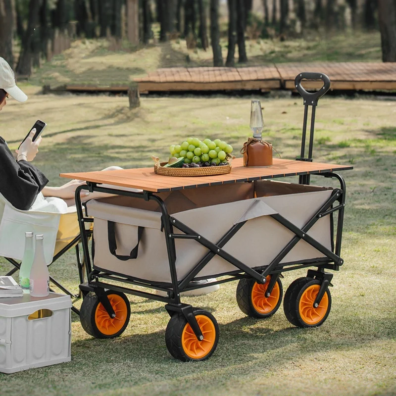 Good Quality Heavy Duty Camping Cart Trail Collapsible Folding Beach Wagon For Outdoor Garden Beach