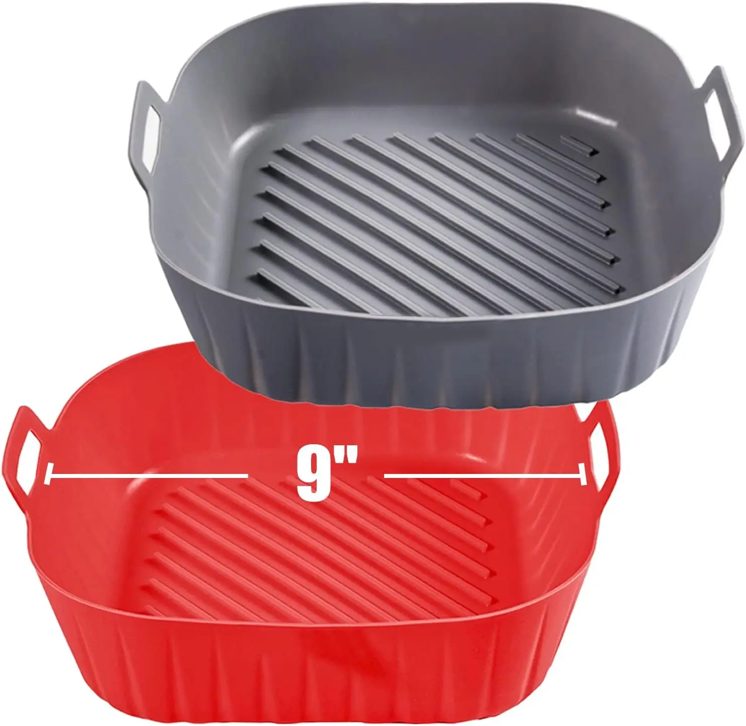 Air Fryer Silicone Liner Rectangle Kitchen Baking Food Safe Dual Air Fryer Silicone Liner Mold Pot Set