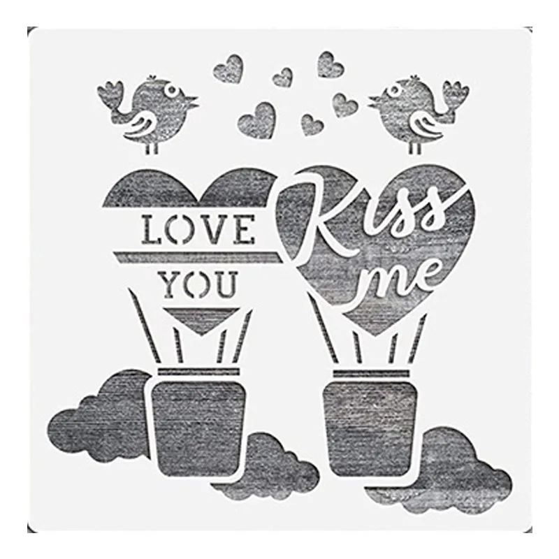 Трафарет на День Святого Валентина в форме сердца и письма для поделок граффити настенной одежды