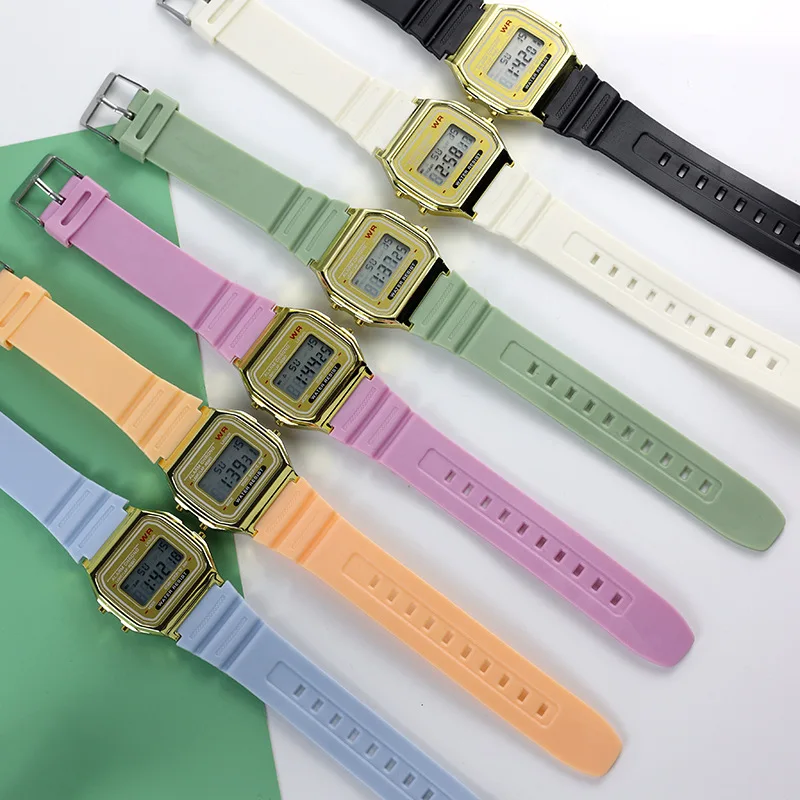 New plastic electroplating F91 alarm clock electronic watch fashion simple reloj LED colorful cold light electronic watch