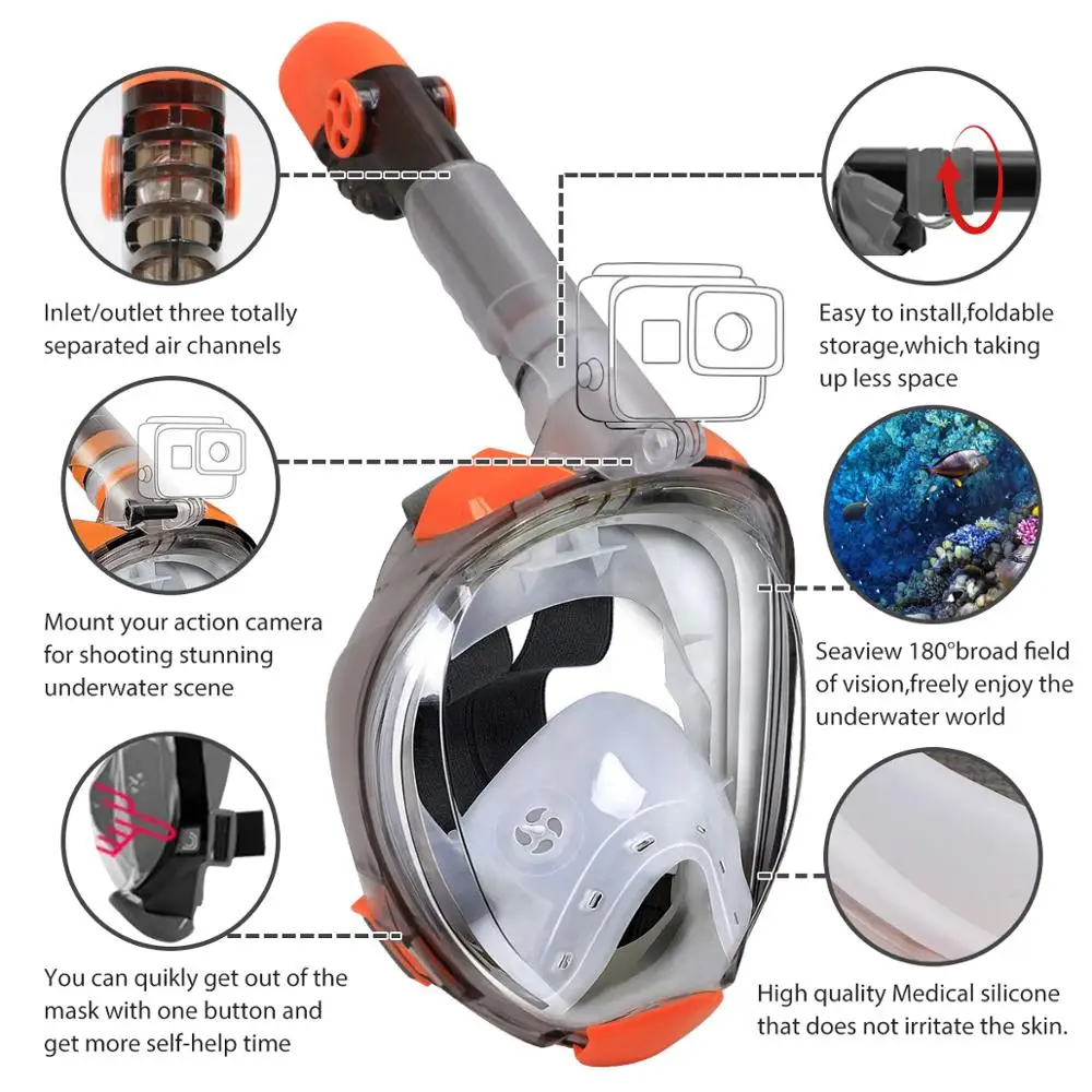 2020 NEW rotation snorkel mask diving mask manufacturer diving face full mask