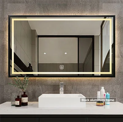 Large size touch Screen Backlit Led Bath Mirrors Smart Antifog Vanity Wall Mounted Rectangle Glass Bath Mirror With Led Light