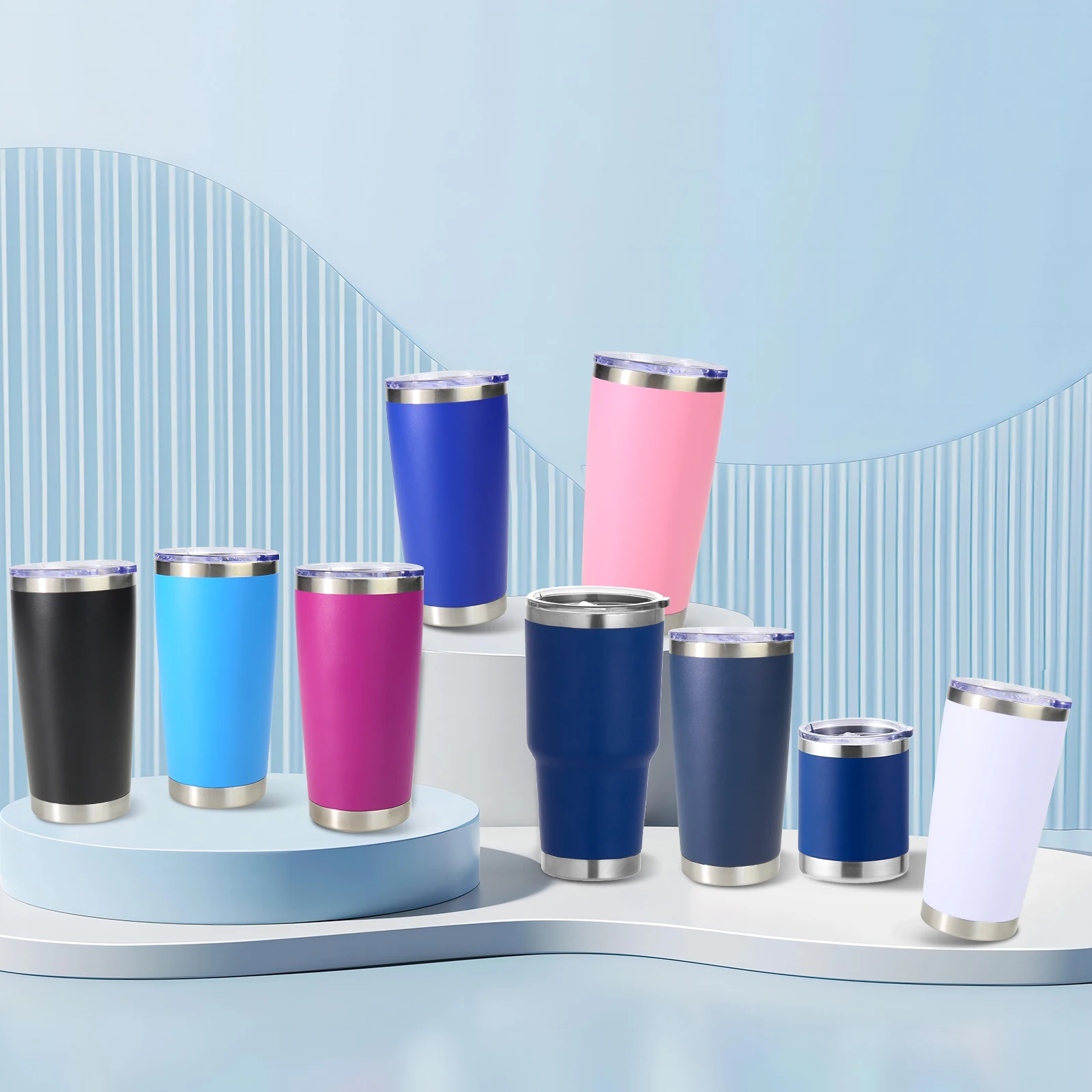 Custom Logo 20oz 30oz Powder Coated Yetys Tumbler Insulated Travel Coffee Water Mug Thermos Stainless Steel Vacuum Cup With Lid