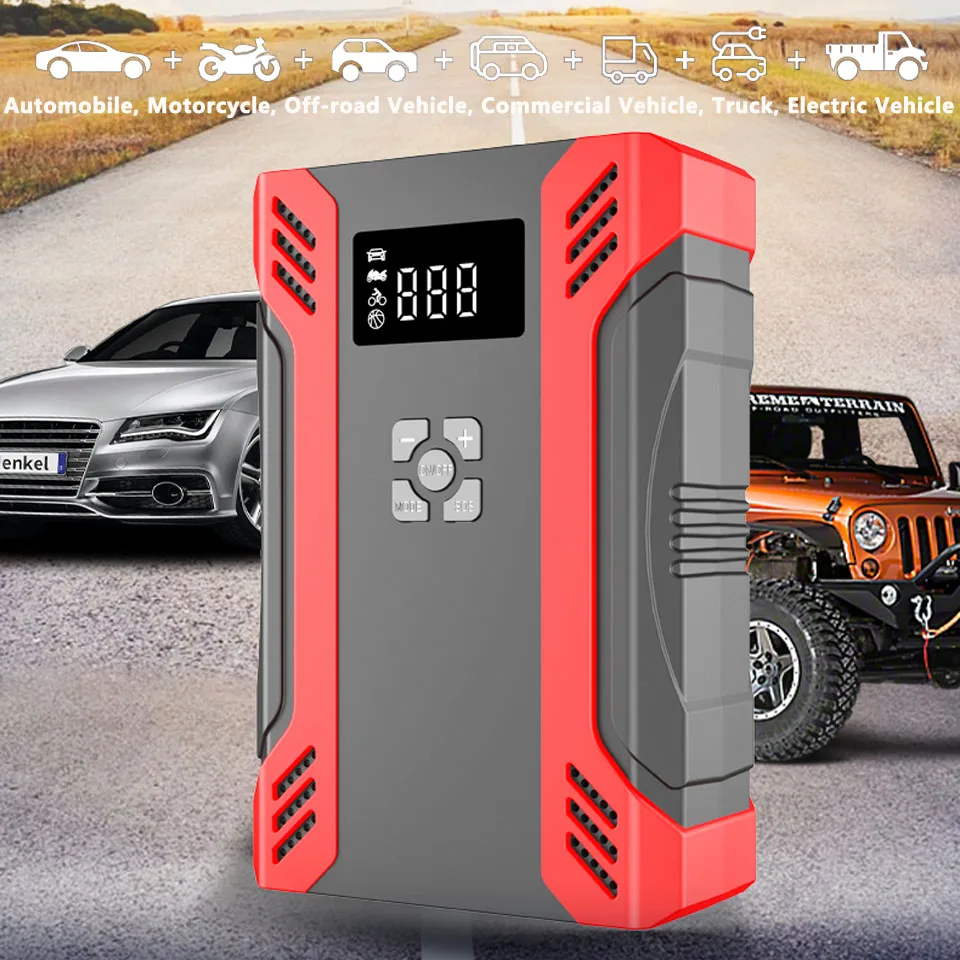 12V Universal Heavy Duty Jump Starter with Air Compressor / Portable 10000mAh High Power Battery Charger Jump Starter For Truck