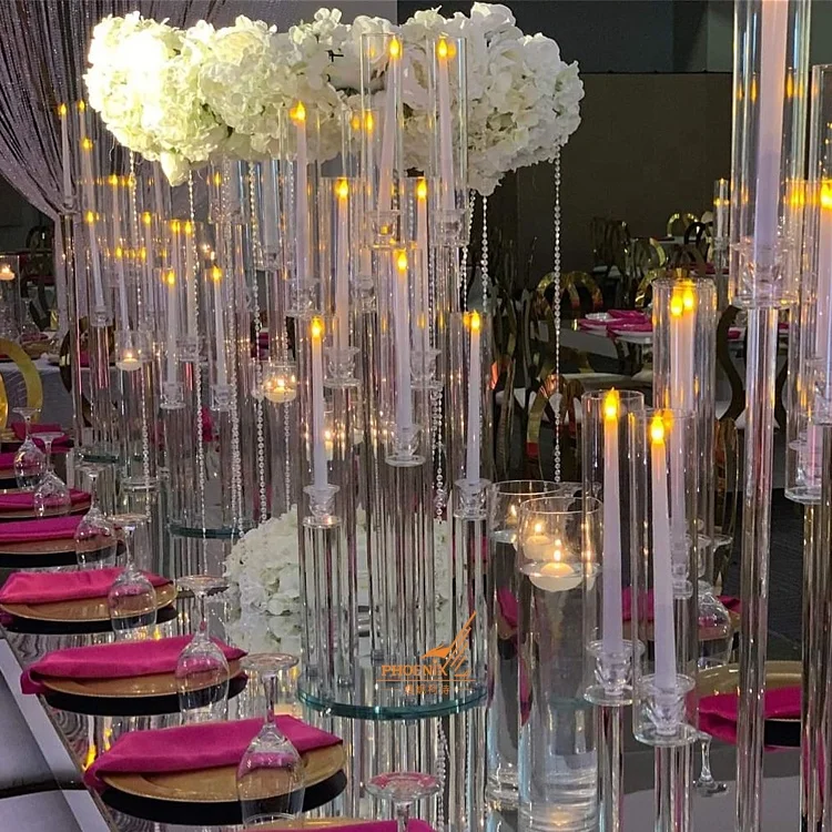 Новый Свадебный центральный элемент, высокие стеклянные трубки, подсвечник, хрустальный канделябр, настольные украшения на продажу