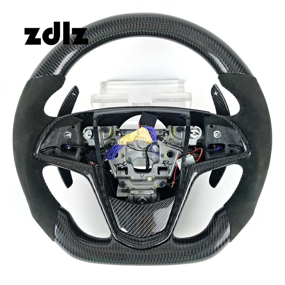 Customized black Alcantara Leather carbon fiber steering wheel for Cadillac ATS CTS ATSL CT4 CT5 CT6 2015 2016 2017 2018