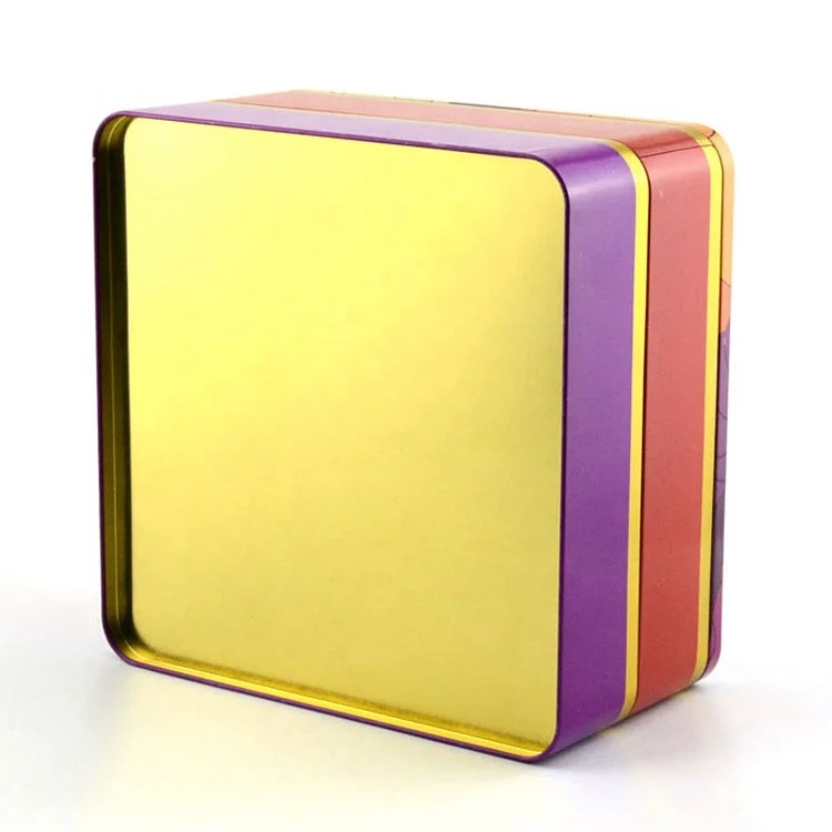 Square Cookie Tin Box For Food Grade Tinplate Packaging Moon Cake Tin Box Square Cookie Tin Box