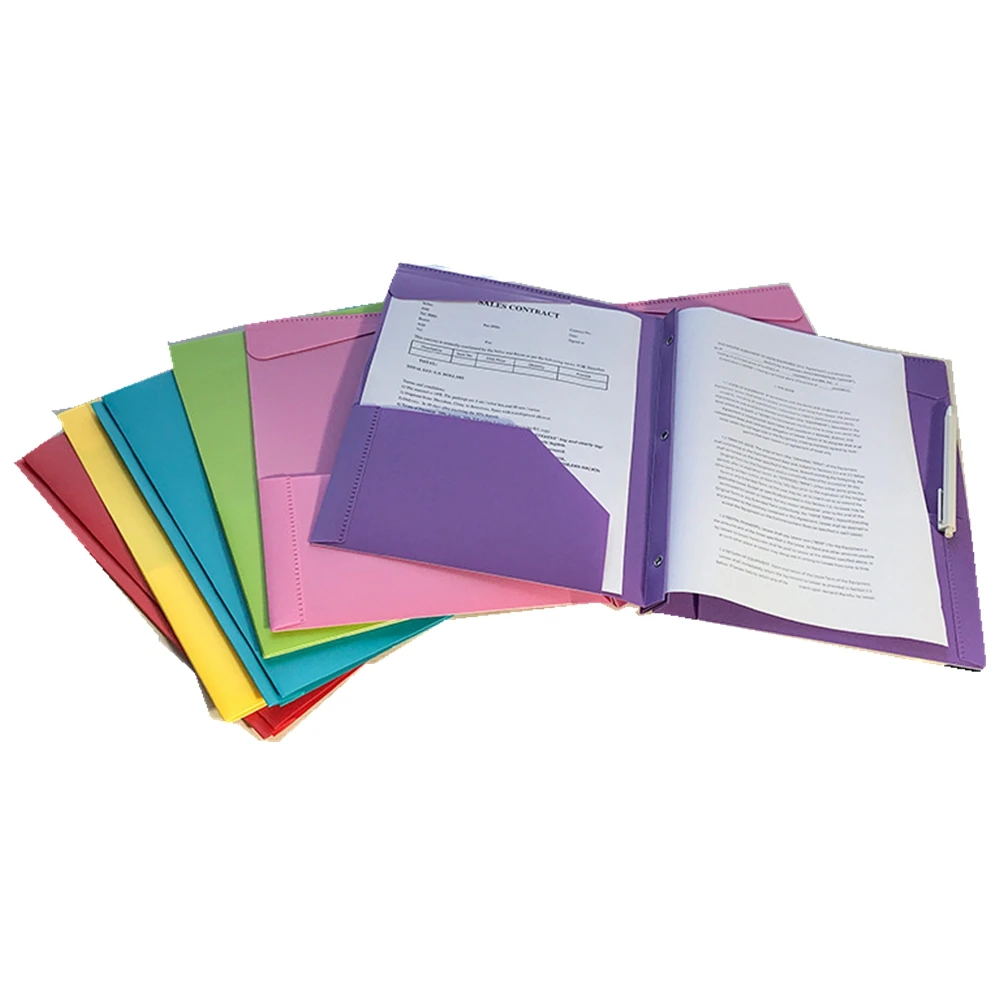 Three-Hole Punch Prong Fasteners Letter Size Assorted Color File Folder