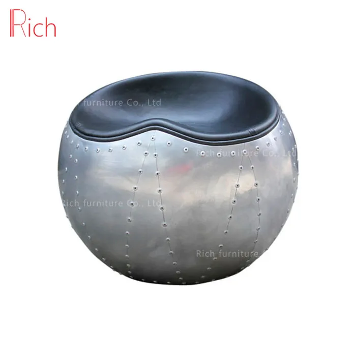 Industrial Style Aviation Aluminum Covers Eyes Chair Black Leather Seating Small living room furniture Chair