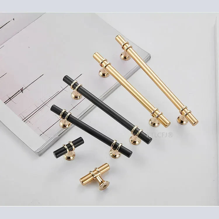 Aluminum Solid Hollow Bar Sliding Closet Wardrobe Door Hardware Modern Living Room T Bar Furniture Drawer Door Pull Handle