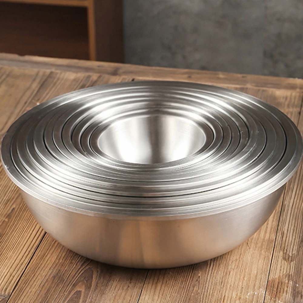 14/16/18/20/22/24/26/28/30/32/34cm Premium Thickened Stainless Steel Restaurant Food Mixing Bowl Soup Basin