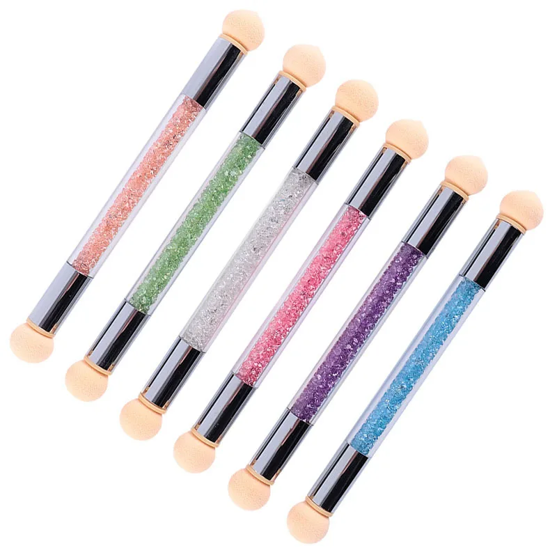 Rhinestone Nail Sponge Pen Soft Two Sponge Tips Nail Art Tool Glitter Powder Picking Dotting Gradient Mini Nail Pen Brush
