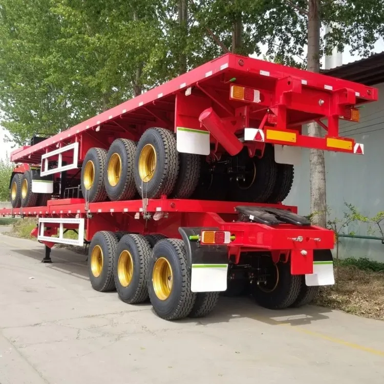 High Quality 3 Axle 20FT 40FT Flat Bed Deck Semi Trailer Good Condition Container Flatbed Semi Truck Trailers for Sale Tanzania