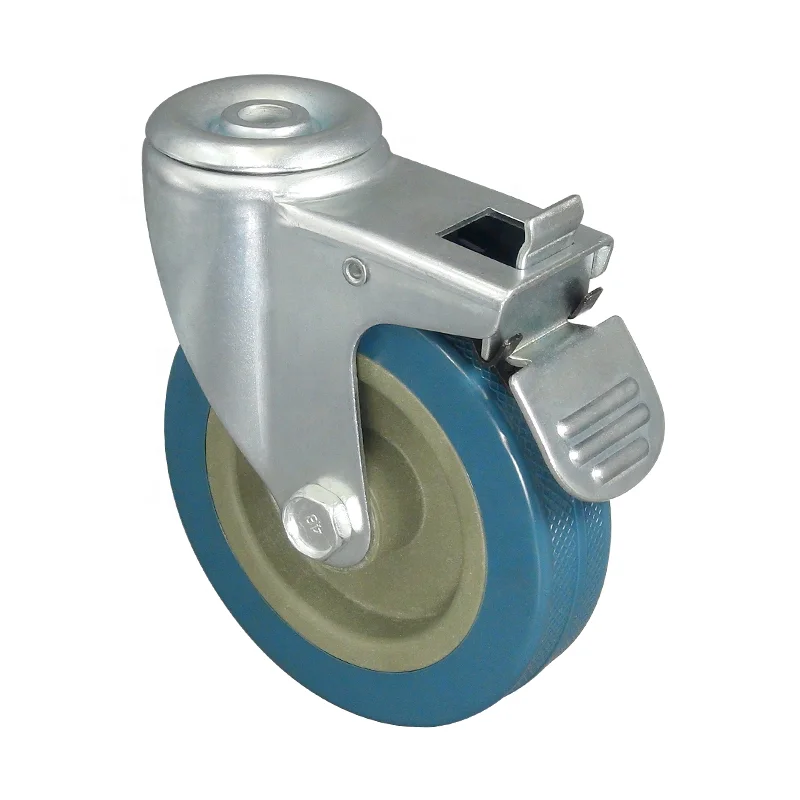 
Factory direct selling 4 inch through hole brake casters flat three layer car special universal wheels 
