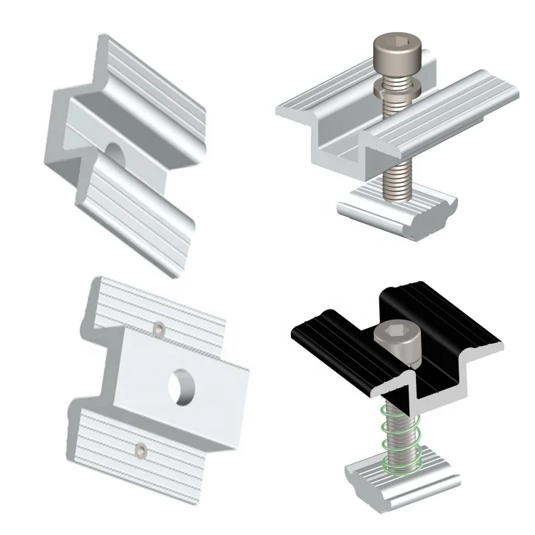 Mid clamp  solar  rail mounting bracket panels solar aluminum solar panel roof mount system