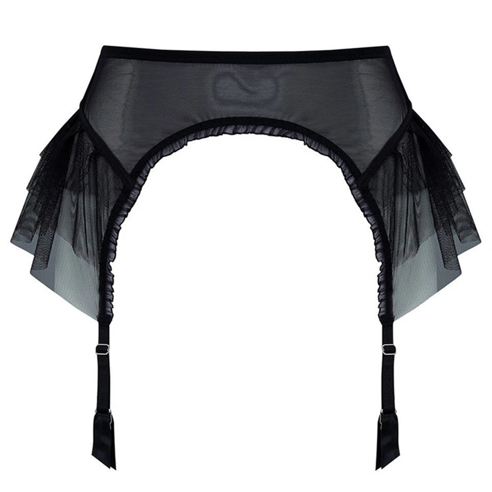 Ультратонкая Соблазнительная сеточка с оборками в стиле ретро, прозрачная, с зажимом для подвязки