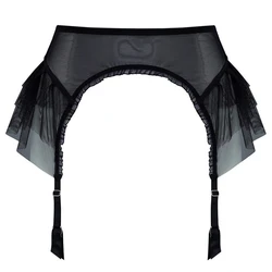 Ультратонкая Соблазнительная сеточка с оборками в стиле ретро, прозрачная, с зажимом для подвязки