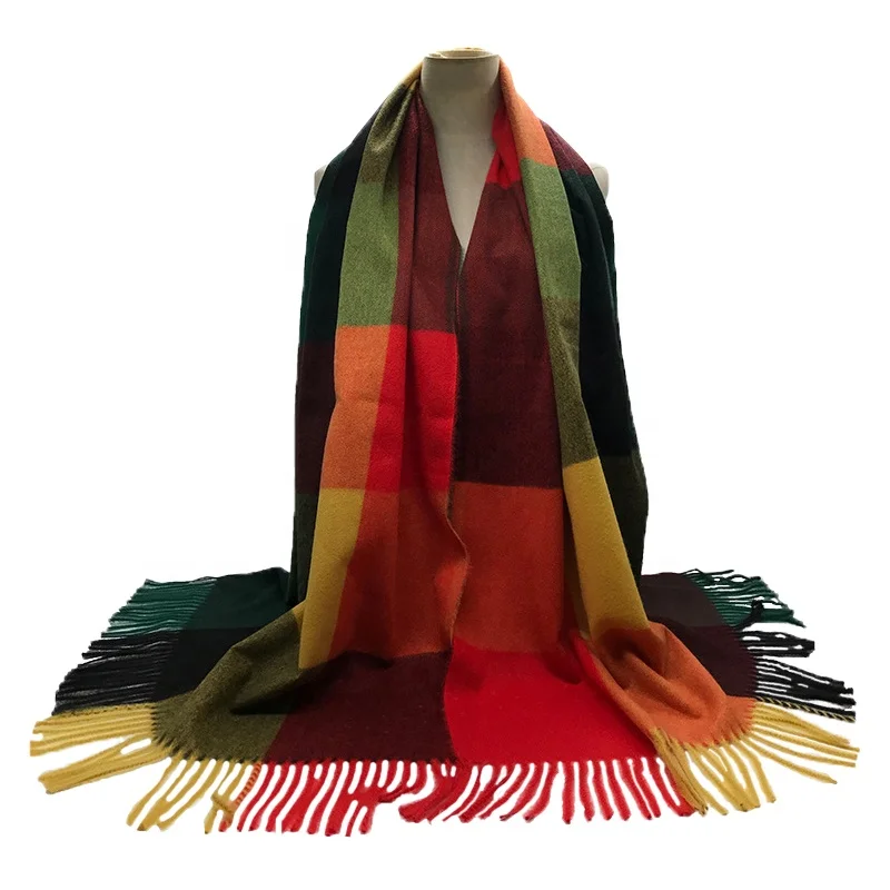 
Manufacturer Custom Fashion Ladies Scarves Women Grid Cashmere Scarf Shawl 
