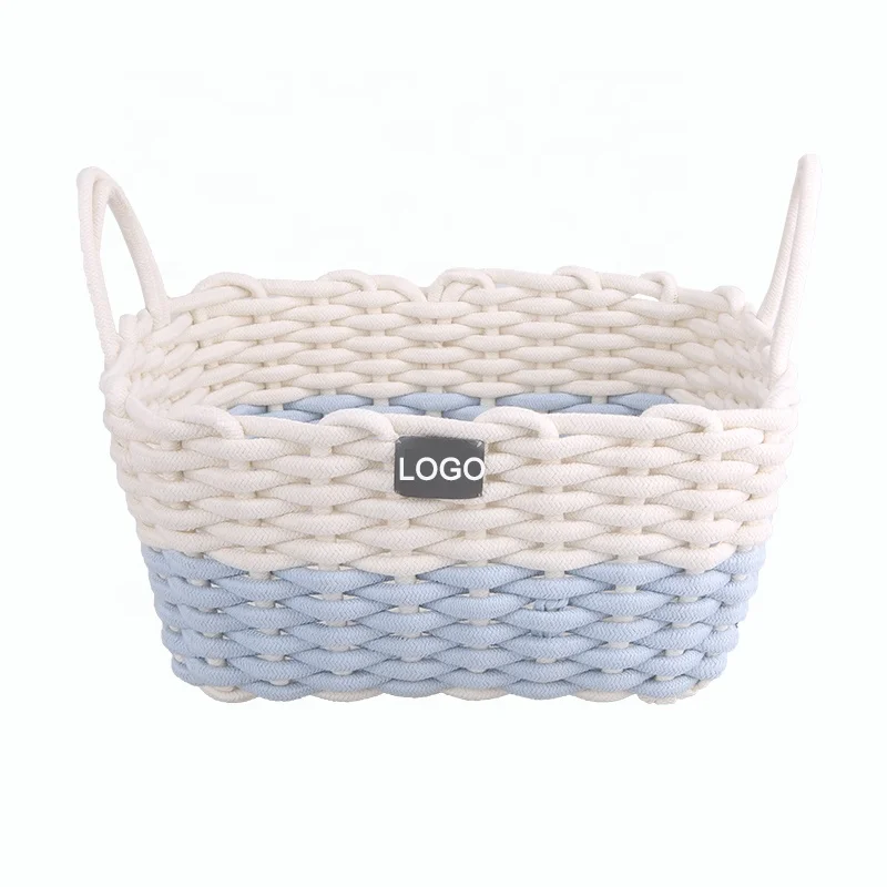 AmazonQuality Woven Basket Cotton Rope Basket Organizer Pink Decorative Storage Baskets For Nursery Baby Storage Bins
