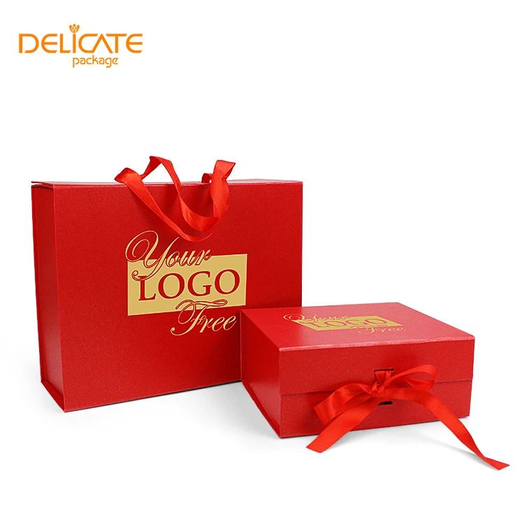 Custom Logo Gold Stamping Luxury Rigid Cardboard Packaging Paper Wig Large Gift Boxes With Changeable Ribbon Folding Carton Bag